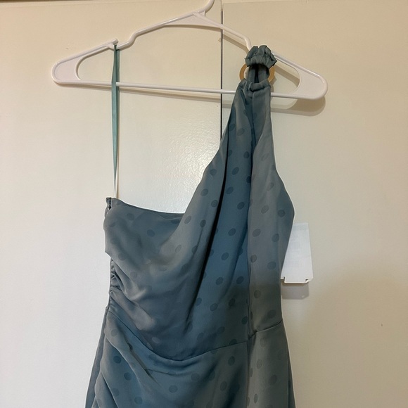 FAVORITE DAUGHTER The Singles Table One Shoulder Column Gown Slate Blue - Picture 4 of 13